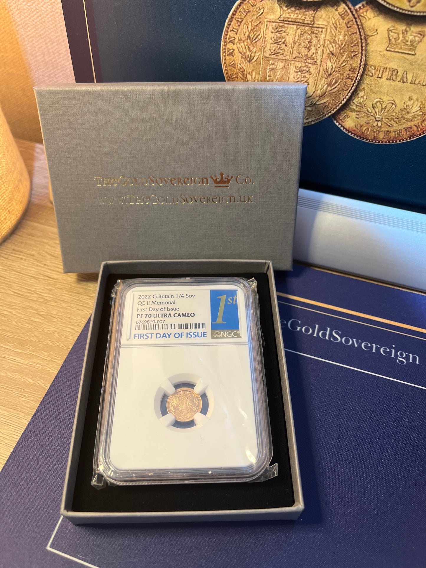 *RARE* First Day Issue 2022 Gold Proof Memorial Quarter Sovereign NGC PF 70UC