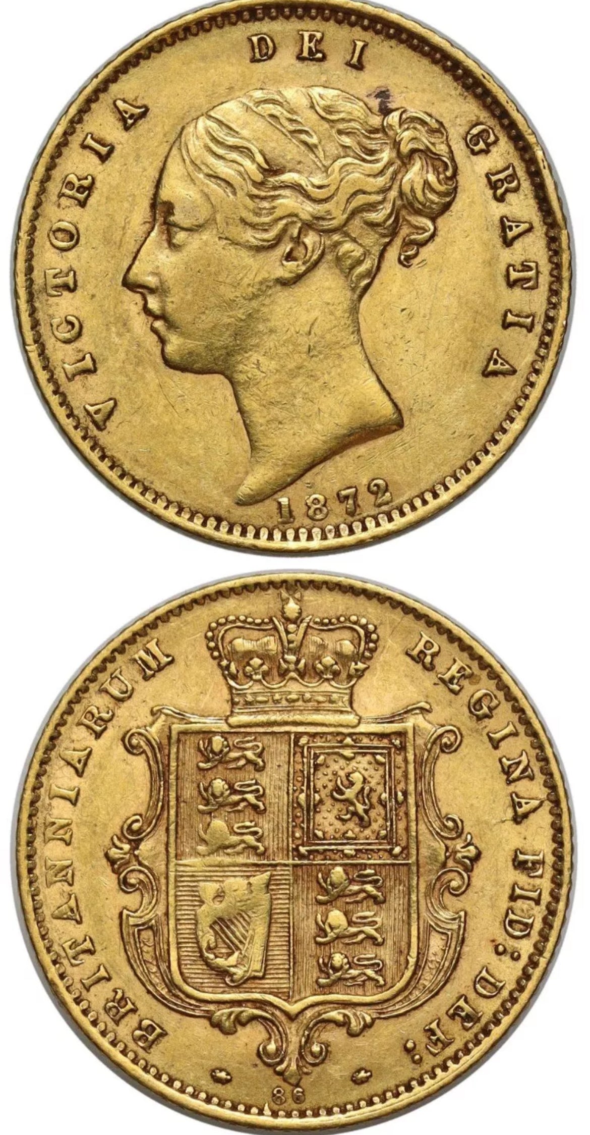 *R2 RARE* 1872 Victoria Gold Half Sovereign - NGC Graded 446D AU53