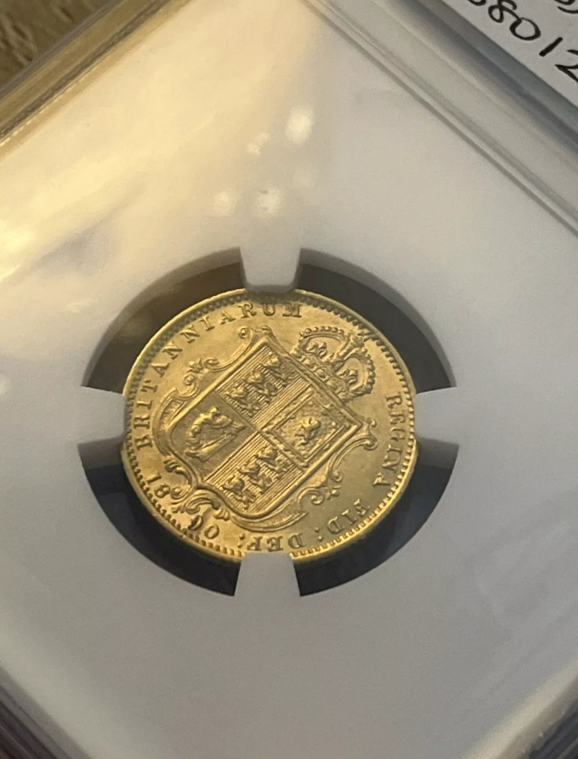 *RARE* NGC AU58 1890 Victoria Jubilee Gold Half Sovereign Shieldback- Low Shield