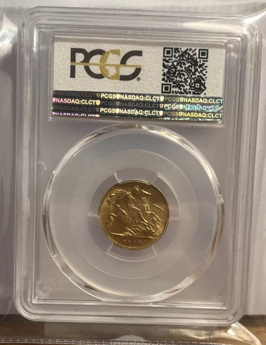 1900 MS62 PCGS Graded Victoria Gold Half-Sovereign & FREE Silver Bar -Rare Grade