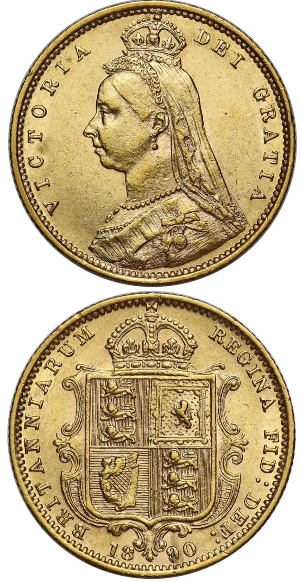 *RARE* NGC AU58 1890 Victoria Jubilee Gold Half Sovereign Shieldback- Low Shield
