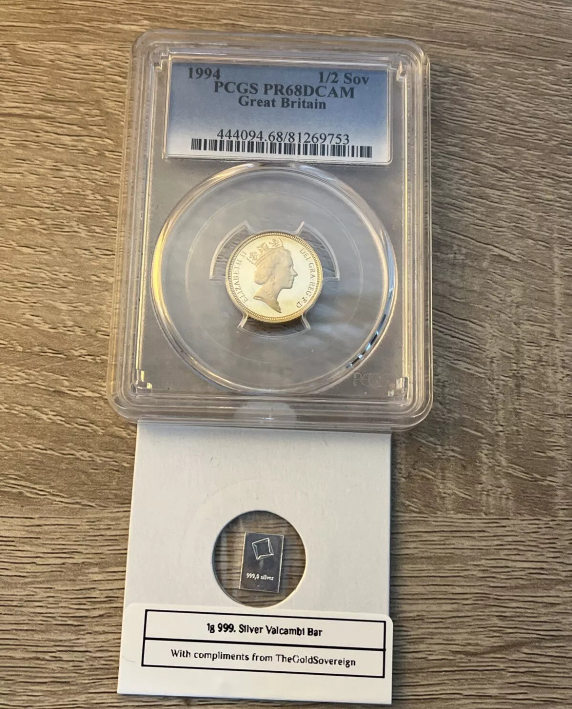 1994 QEII 22ct Gold Proof Half Sovereign - PCGS PF68DCAM certified - LOW MINTAGE