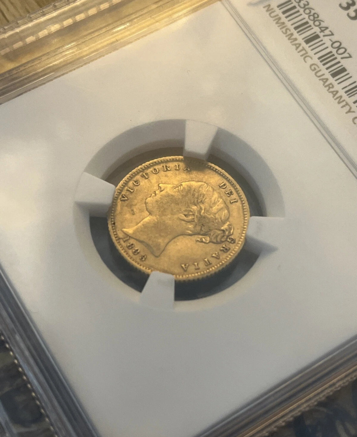 *R2 RARE* NGC Graded 1883 Sydney Gold Half Sovereign - Arabic 1 in REGINA