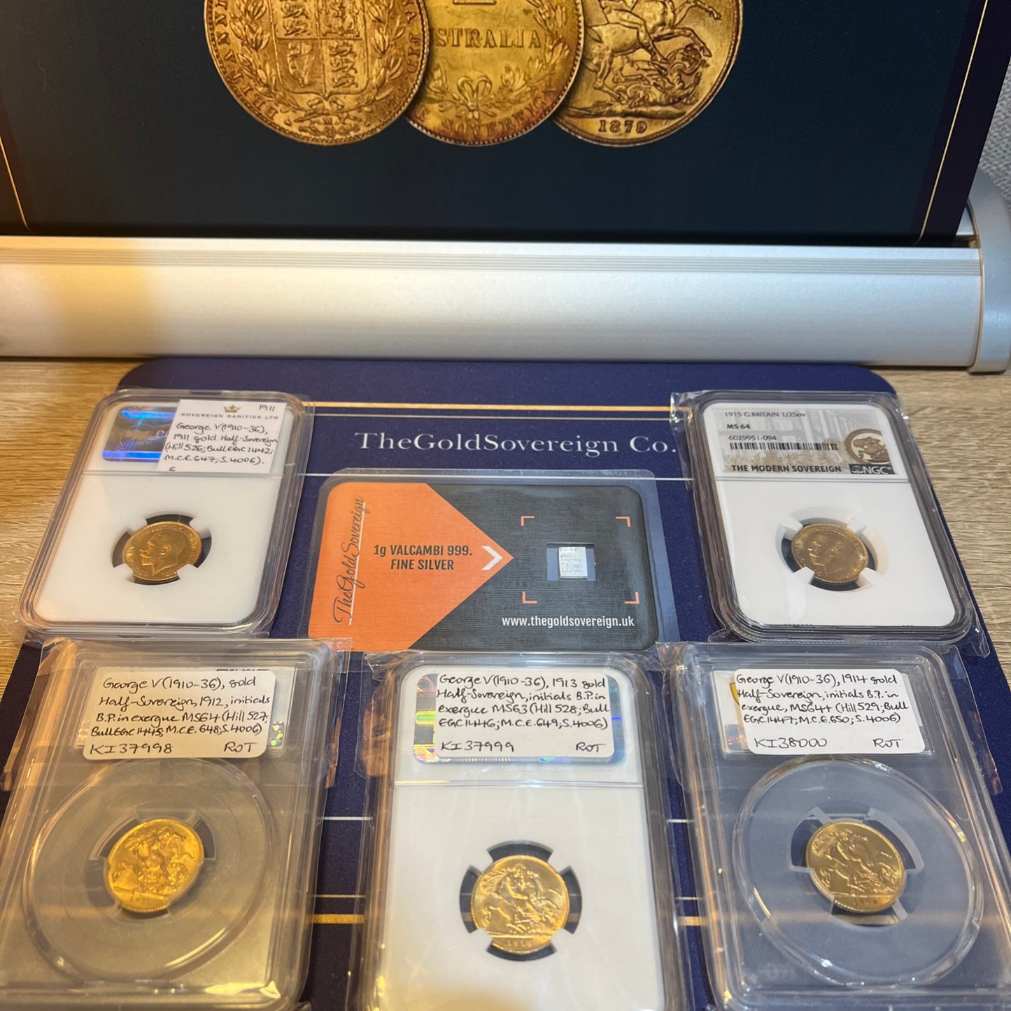Complete Royal Mint George V Half Sovereign - 5 Coin Set - PCGS & NGC Graded