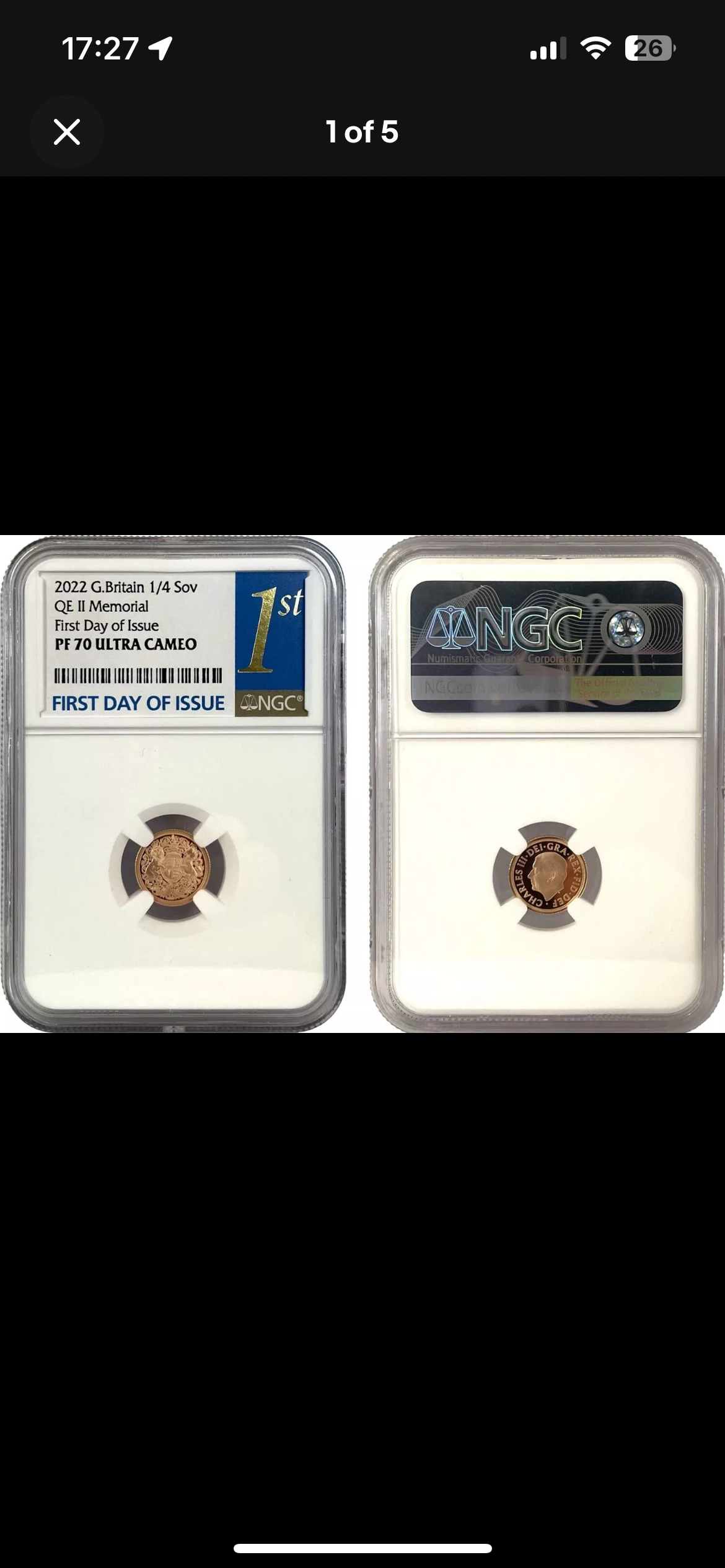 *RARE* First Day Issue 2022 Gold Proof Memorial Quarter Sovereign NGC PF 70UC