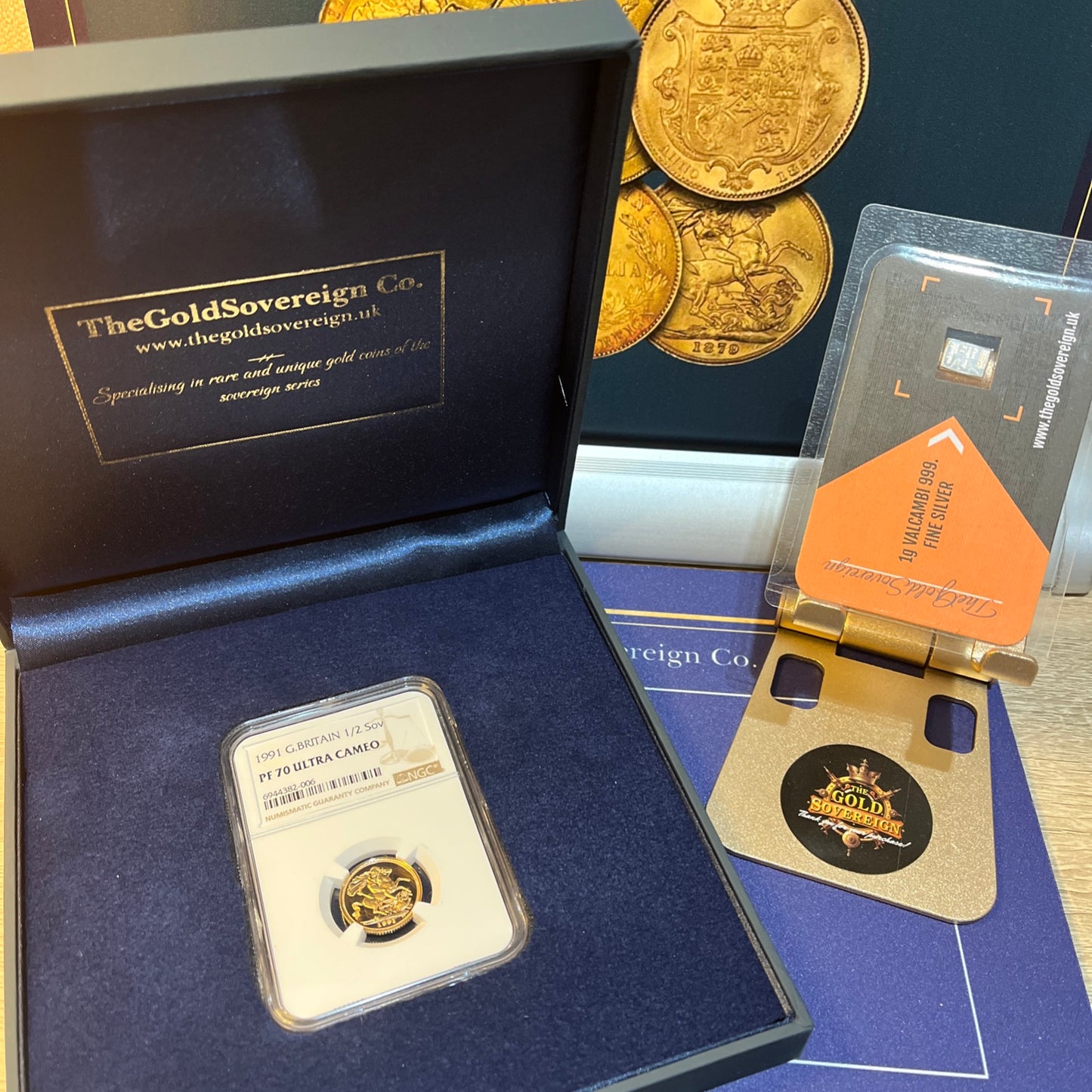NGC Graded PF70UC - 1991 Proof Half Sovereign 22ct Gold coin with Display Box