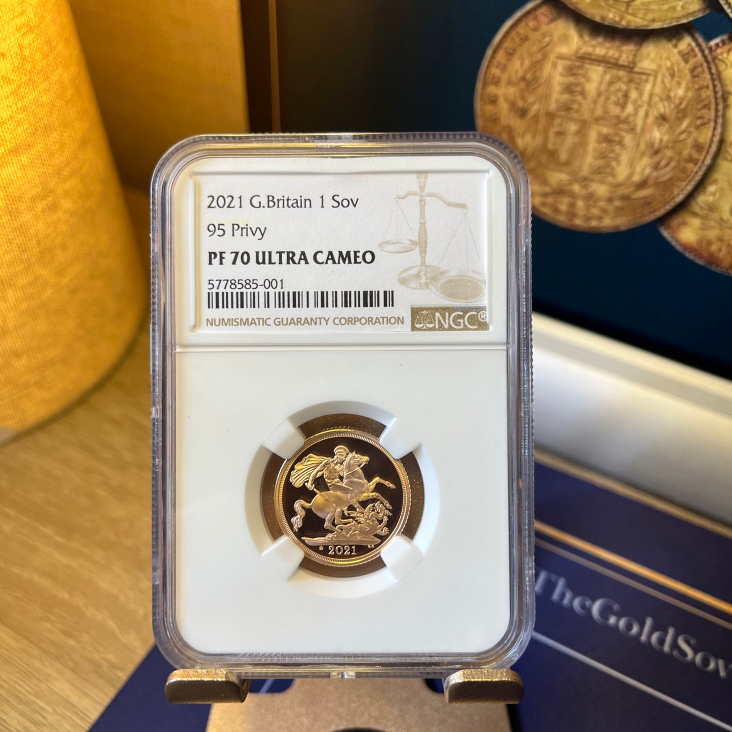 NGC Graded 2021 QEII Gold Proof Sovereign 95 Privy PF70UCAM + FREE Silver Bar