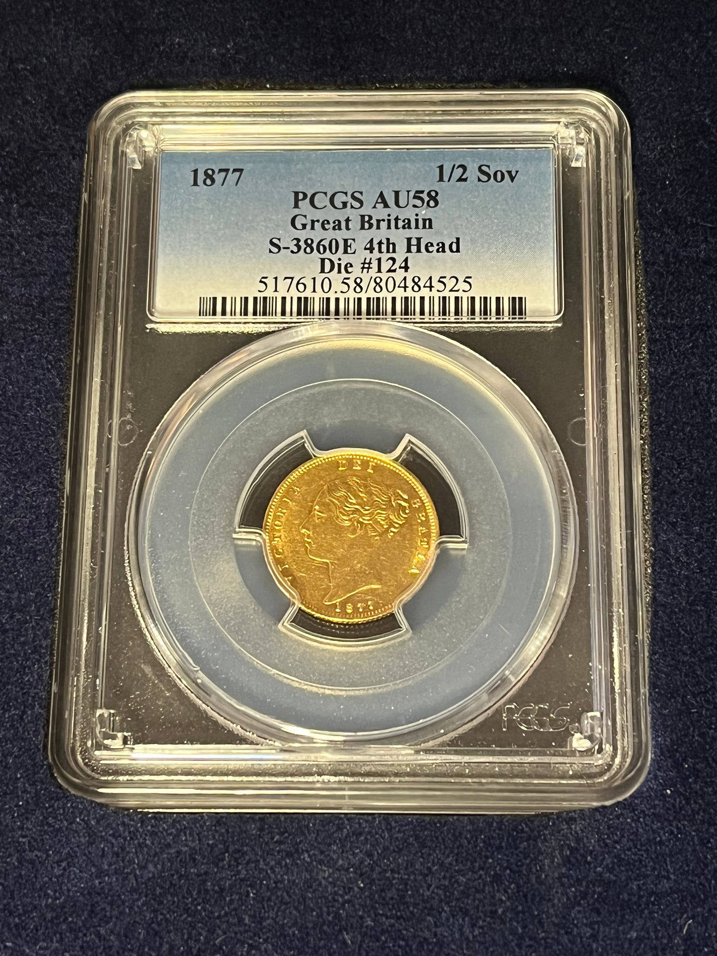 *WOW* PCGS AU58 Graded 1877 Victoria Gold Half Sovereign Shieldback