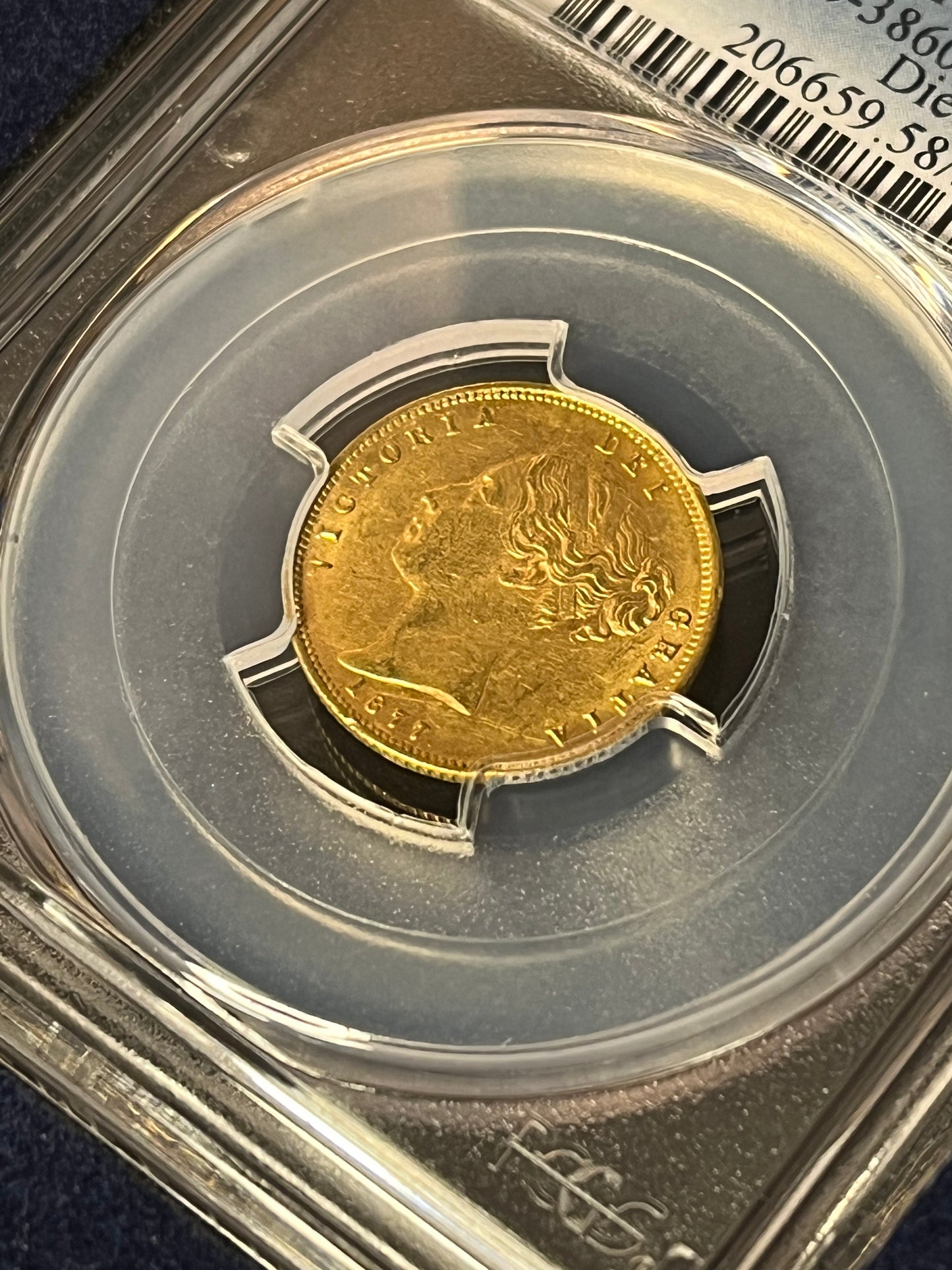 AU58 PCGS Graded 1877 Victoria Gold Half Sovereign Shieldback