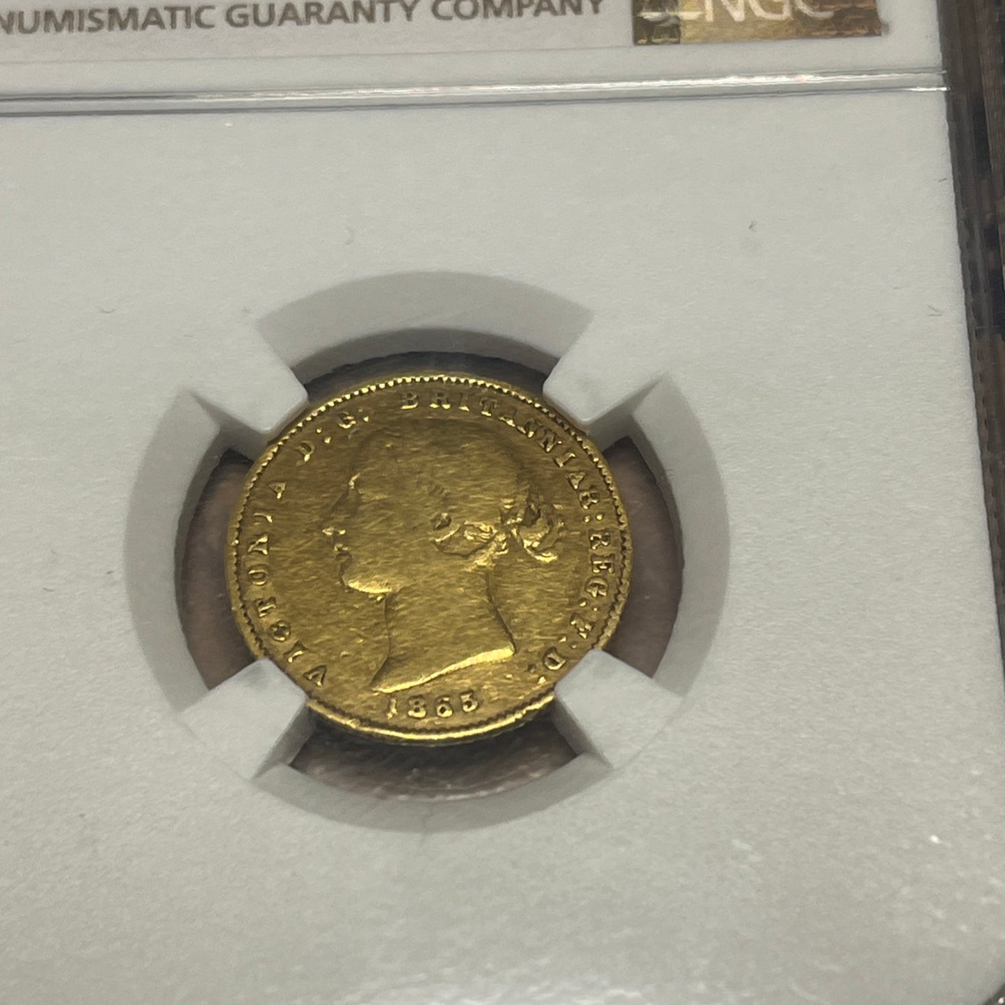 *R2 V. RARE* 1865 NGC Graded Queen Victoria Gold Half Sovereign