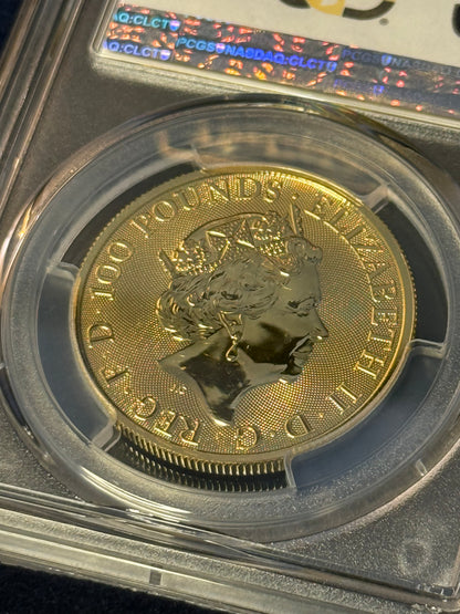PCGS Graded 2022 Queen's Beasts 1oz Tudor Beast Lion of England + FREE Silver bar!