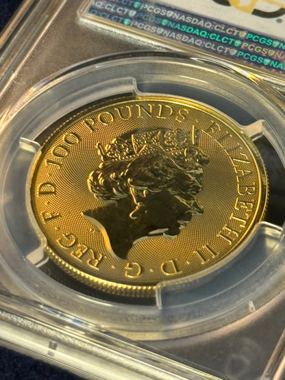PCGS Graded 2022 Queen's Beasts 1oz Tudor Beast Lion of England + FREE Silver bar!