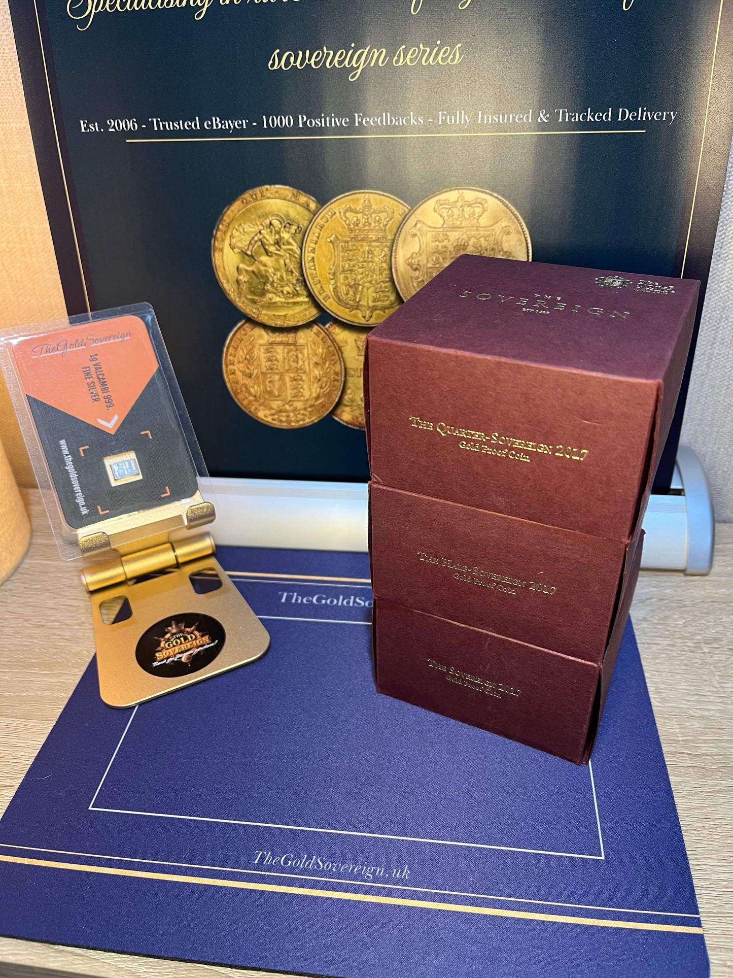 2017 Gold Sovereign Pistrucci Proof 3 Coin Boxed Set with COA & FREE Silver Bar Bundle