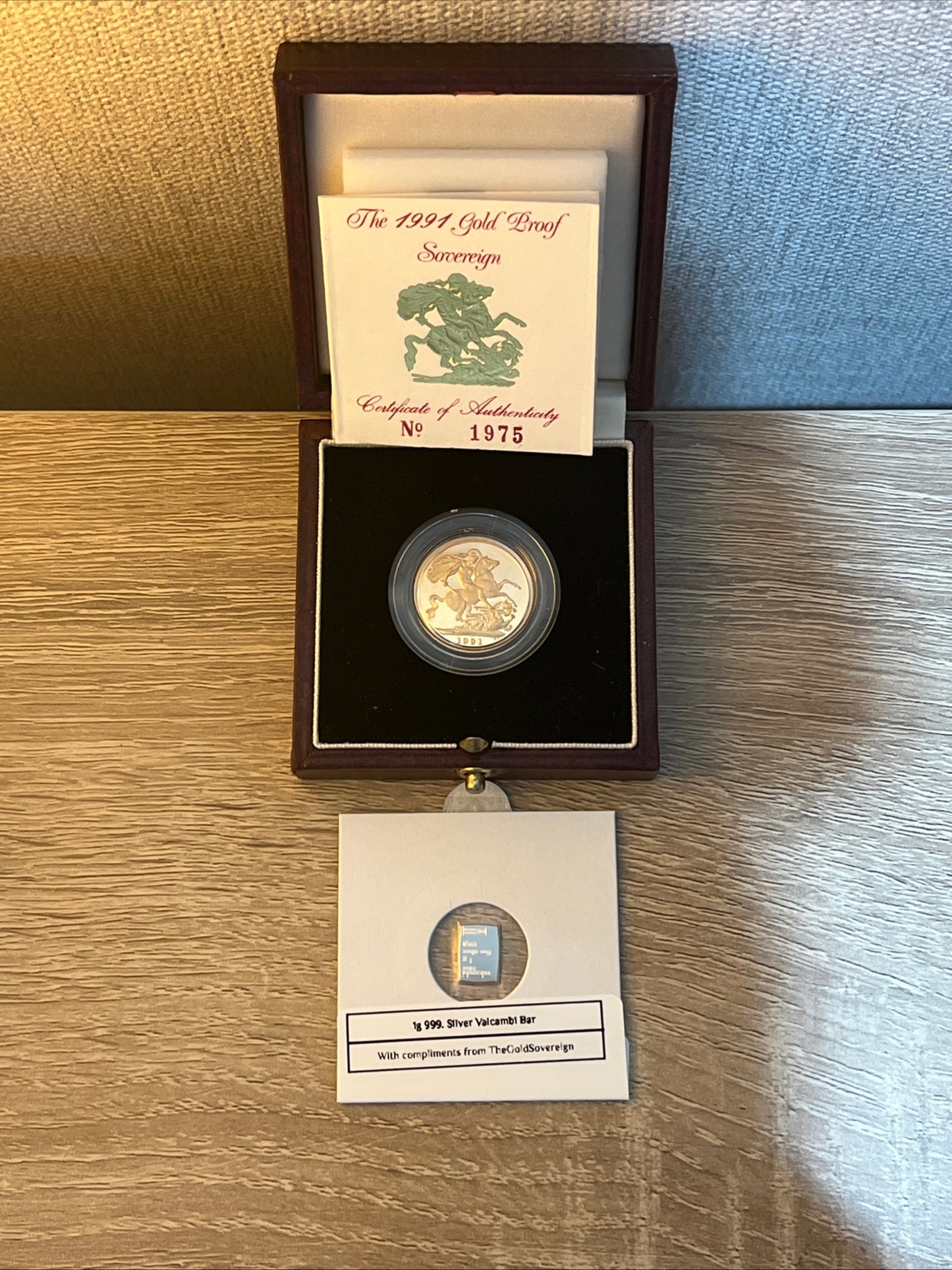 1991 QEII Proof Full Sovereign 22ct Gold coin with box and COA - Low Mintage
