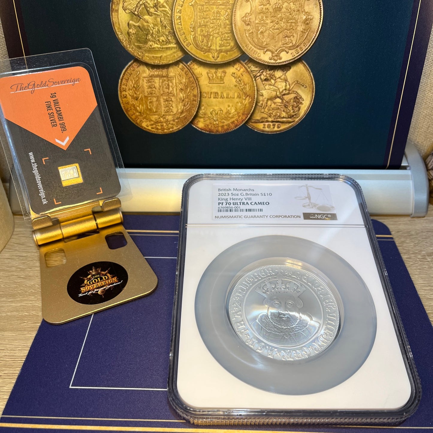 NGC MEGA SLAB! PF70UCAM Royal Mint British Monarchs King Henry VII 5 Oz Silver Proof Coin + Box & COA