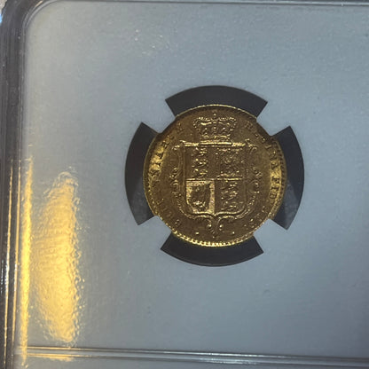 SPECIAL OFFER *R4 Ex RARE* 1871 NGC Graded AU55 Gold Half Sovereign -Marsh 446A + FREE Silver!