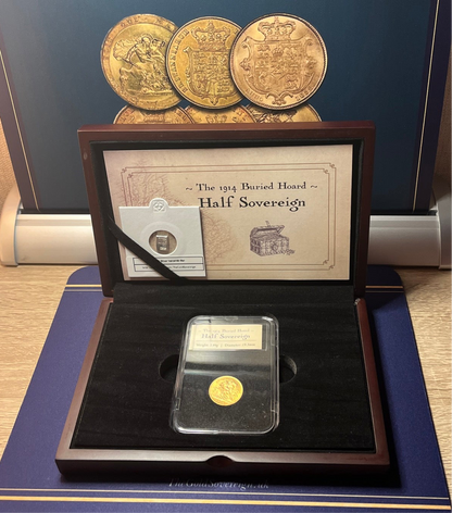 *RARE* 1914 Gold Half Sovereign Hoard In COA Presentation Case & BU condition!