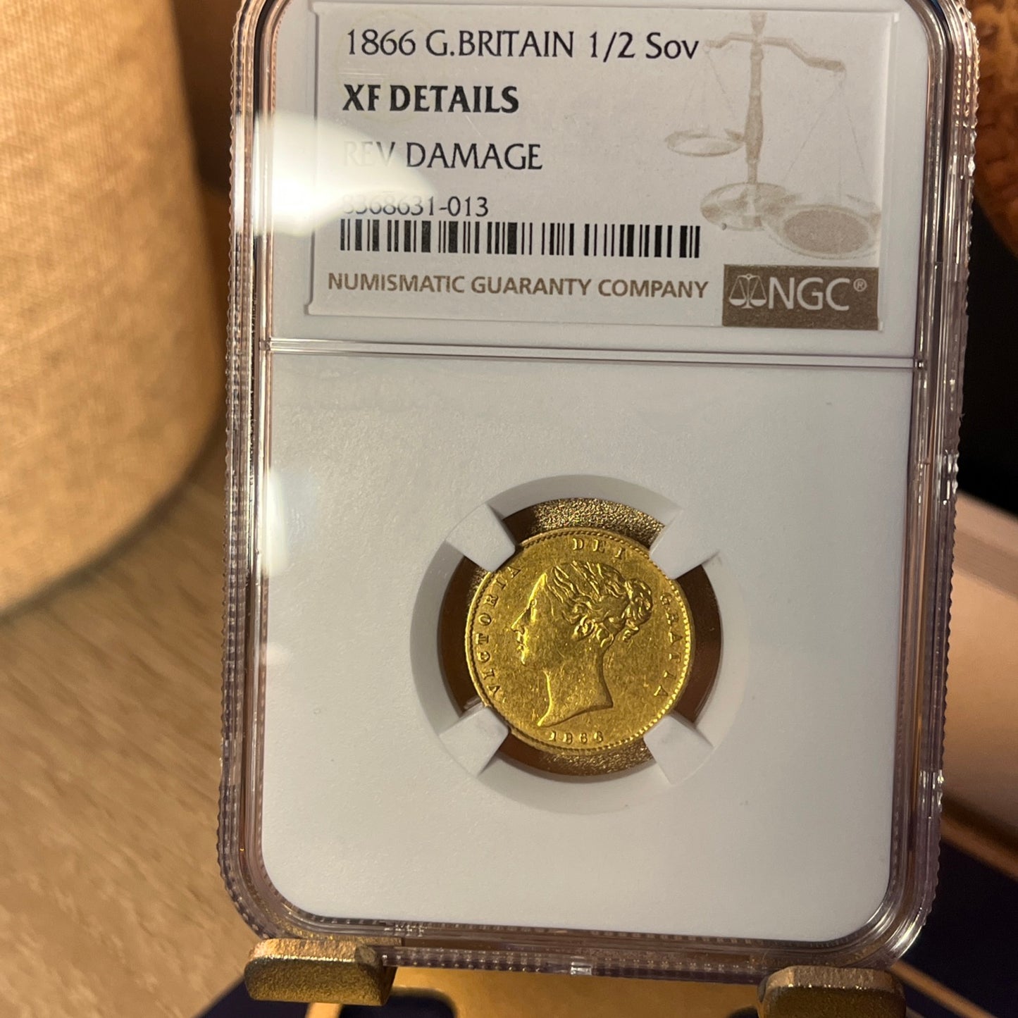 *RARE* NGC Graded 1866 Gold Half Sovereign Shieldback coin UNRECORDED Die - £1500+ (Marsh guide valuation 2024)