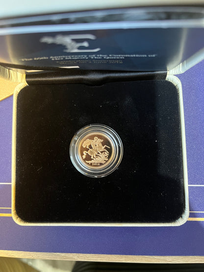 2018 QEII Sapphire Coronation Jubilee SOTD 22ct Gold Full Sovereign - boxed & COA
