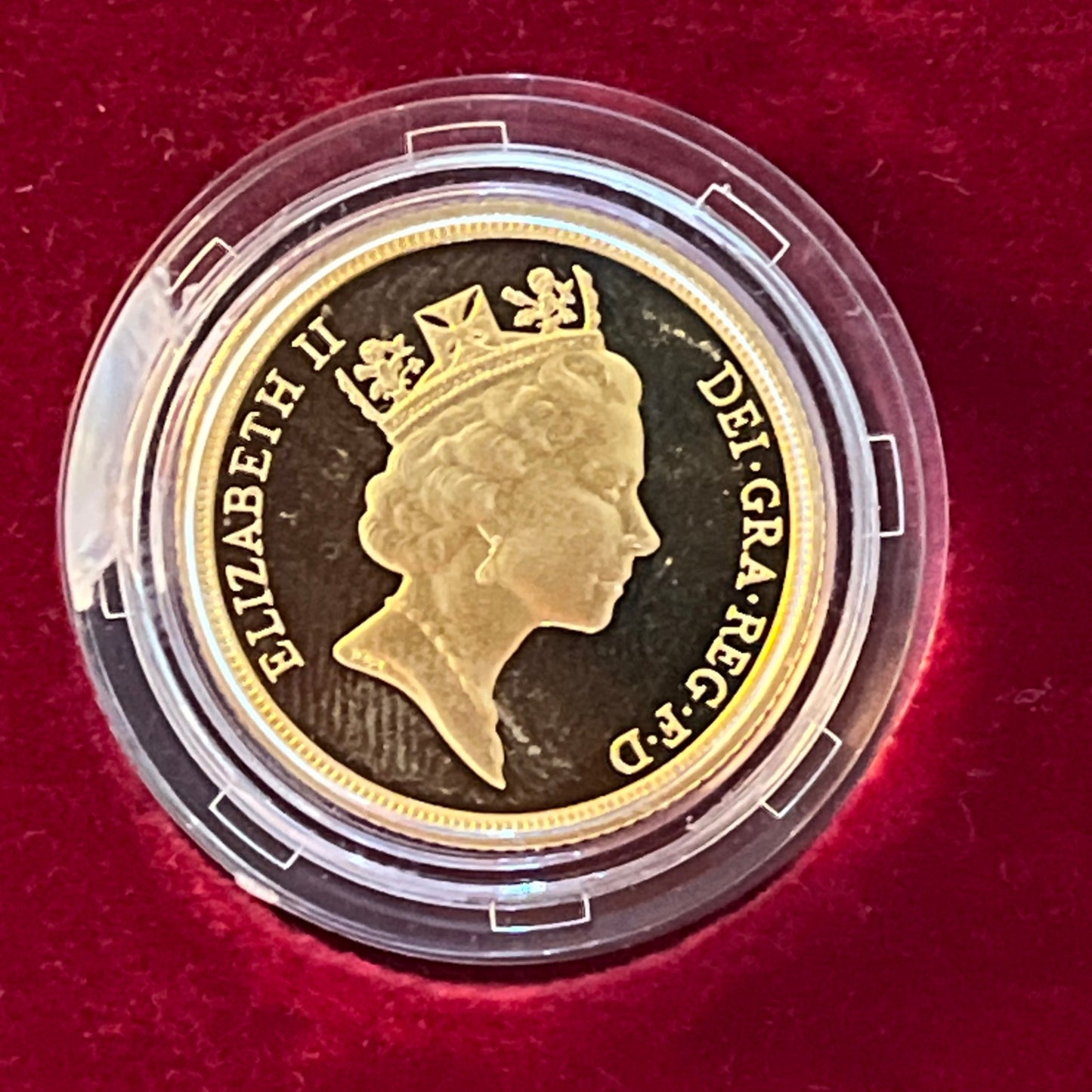 1988 QEII Proof Full Sovereign 22ct Gold coin with box and COA - Low Mintage