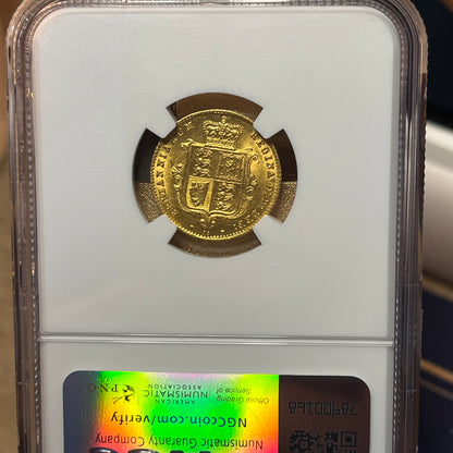 *RARE MINT STATE MS61* NGC Graded 1866 Gold Half Sovereign Coin