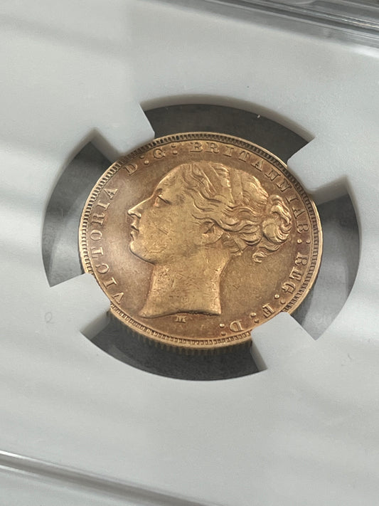 *MARSH Rarity R* Victoria 1881-M Melbourne Gold Full Sovereign -No BP Short Tail