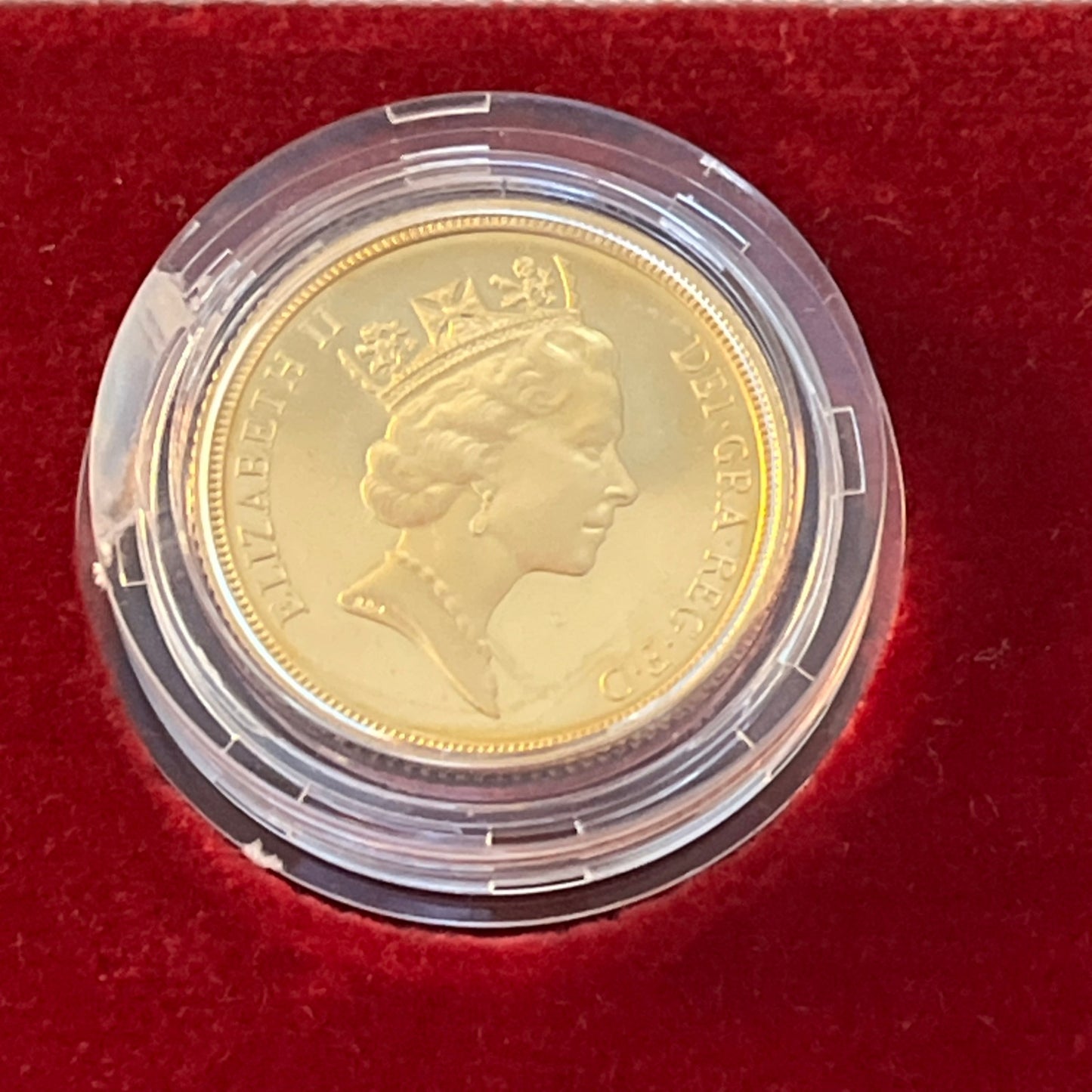 1988 QEII Proof Full Sovereign 22ct Gold coin with box and COA - Low Mintage