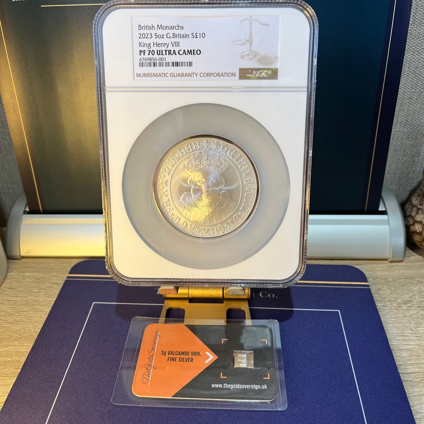 NGC MEGA SLAB! PF70UCAM Royal Mint British Monarchs King Henry VII 5 Oz Silver Proof Coin + Box & COA