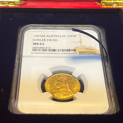 Victoria 1893-M JH Sovereign DISH M18 C NGC MS61 - Rated Scarce in SPINKS/ Marsh guide