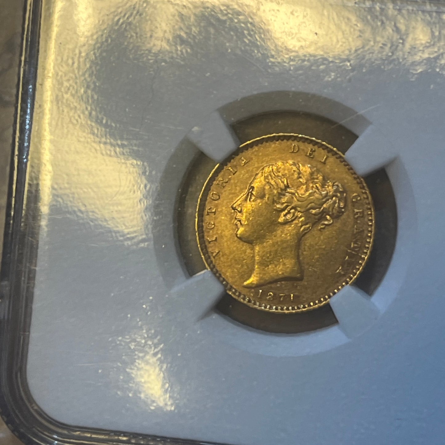 SPECIAL OFFER *R4 Ex RARE* 1871 NGC Graded AU55 Gold Half Sovereign -Marsh 446A + FREE Silver!