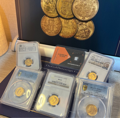 Complete Royal Mint George V Half Sovereign -  5 Coin Set - PCGS & NGC Graded