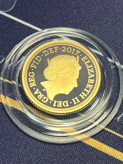 2017 Gold Sovereign Pistrucci Proof 3 Coin Boxed Set with COA & FREE Silver Bar Bundle