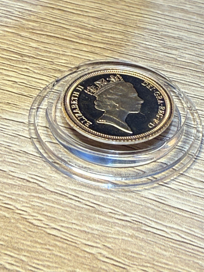 1991 Proof Half Sovereign 22ct Gold coin with box and COA - Scarce Low Mintage
