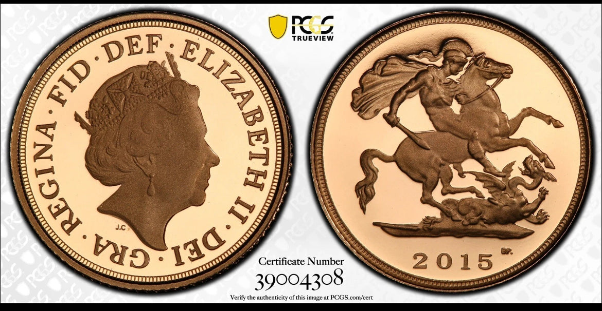 2015 Proof Half Sovereign Elizabeth II 5th Portrait PCGS PF70 DCAM + FREE Silver Bar