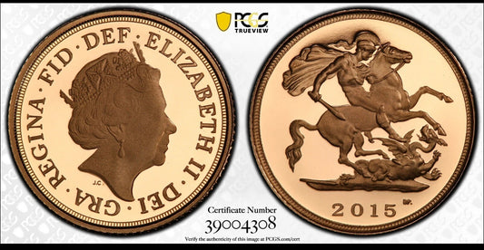 2015 Proof Half Sovereign Elizabeth II 5th Portrait PCGS PF70 DCAM + FREE Silver Bar