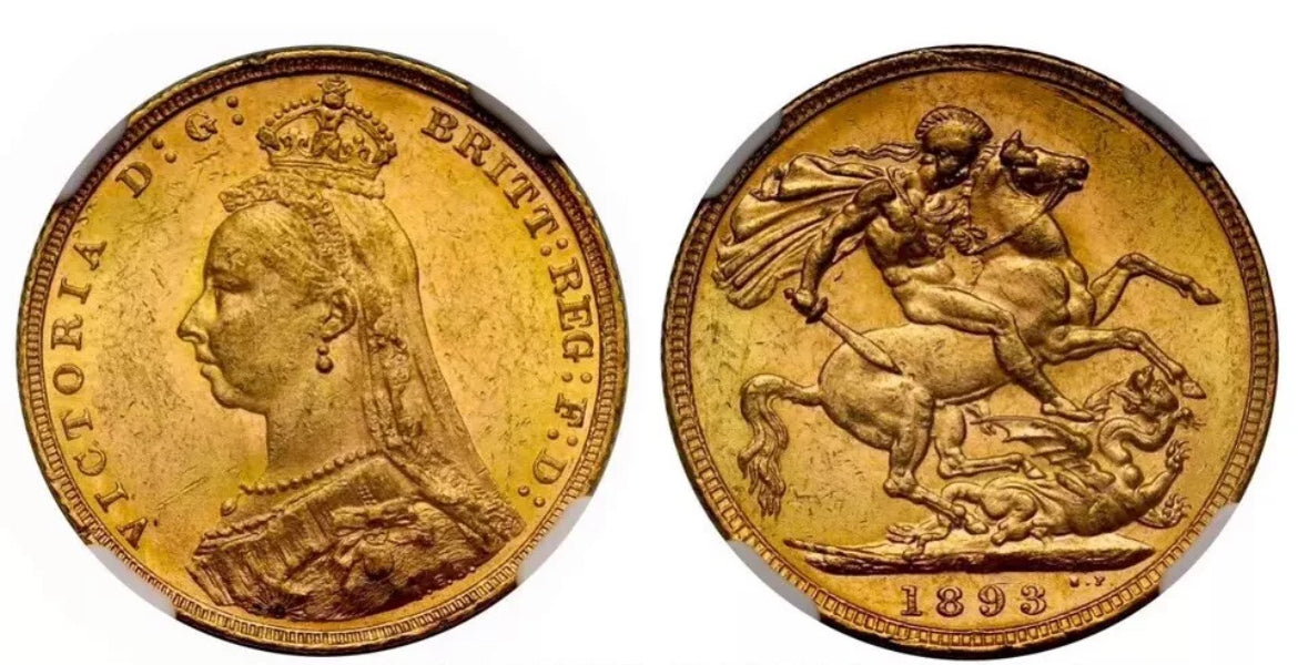 Victoria 1893-M JH Sovereign DISH M18 C NGC MS61 - Rated Scarce in SPINKS/ Marsh guide