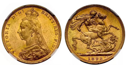 Victoria 1893-M JH Sovereign DISH M18 C NGC MS61 - Rated Scarce in SPINKS/ Marsh guide