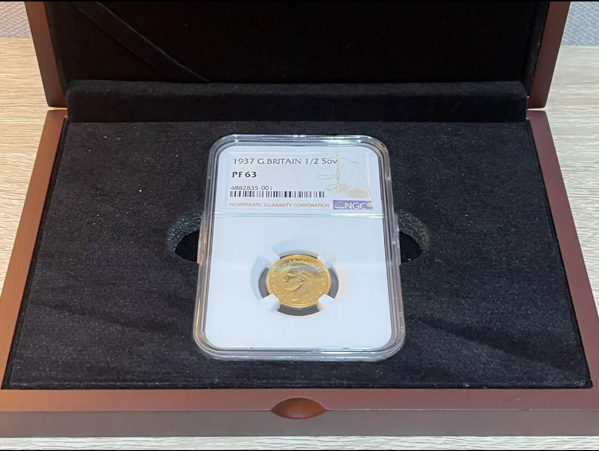 RARE 1937 George VI Gold Proof Half Sovereign NGC PF63