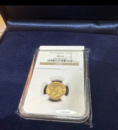 1913 Royal Mint George V Half Sovereign - NGC Graded MS63 - WOW Condition