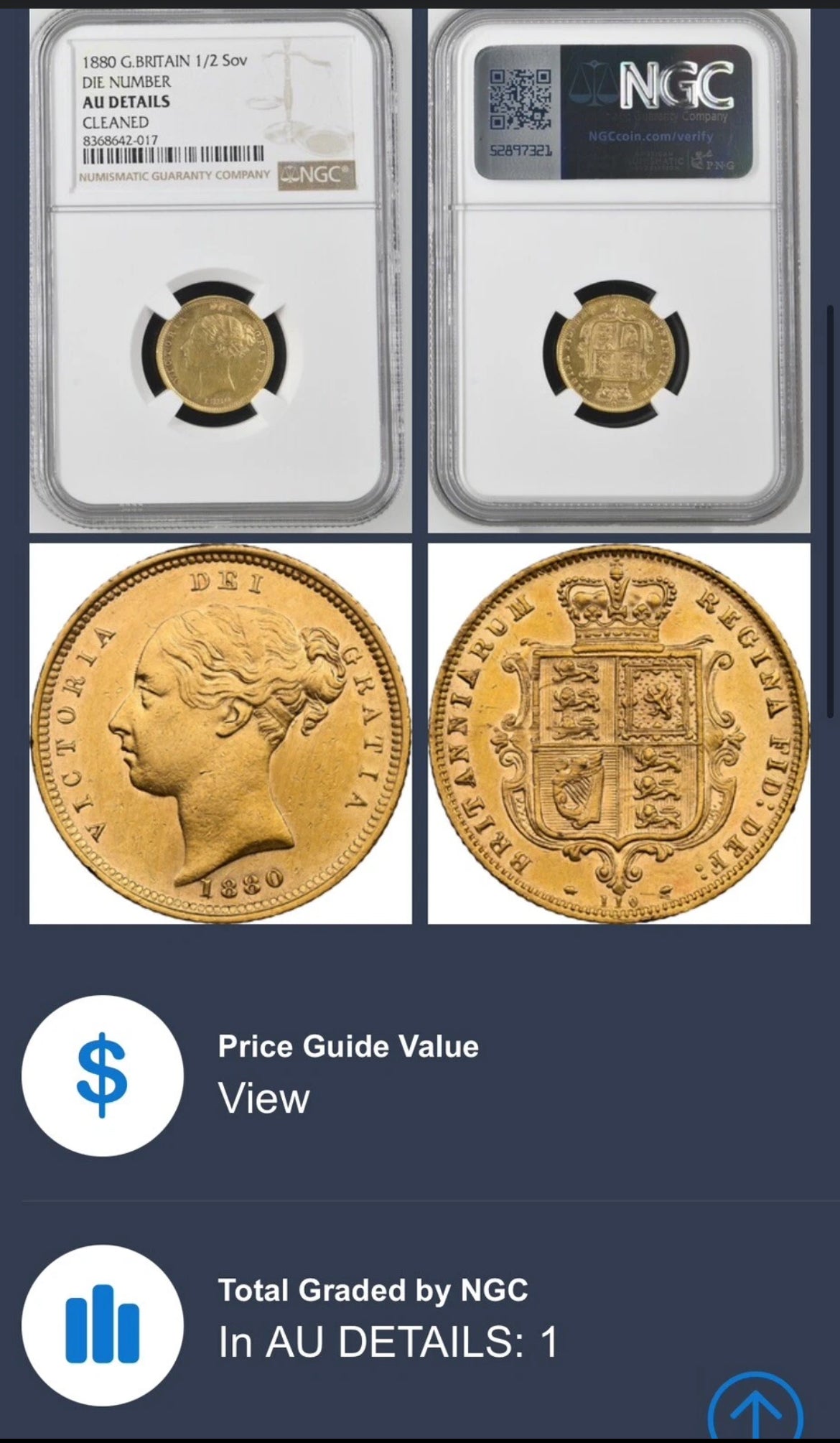 *Rated RARE* NGC Graded 1880 Gold Half Sovereign - 455A Valued £1600 in 2024 Marsh Guide