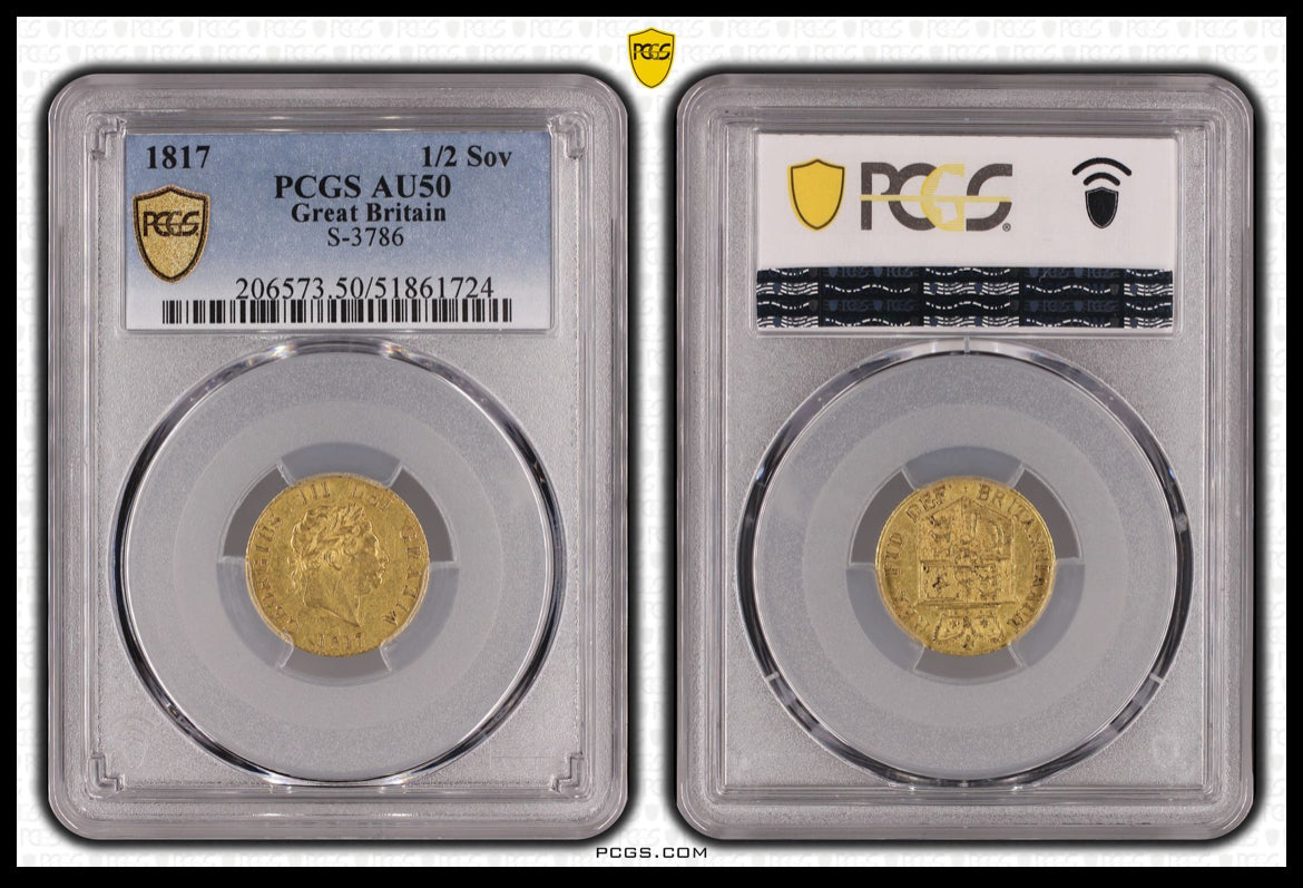 PCGS Graded 1817 Gold Half Sovereign - King George III - First Modern Release