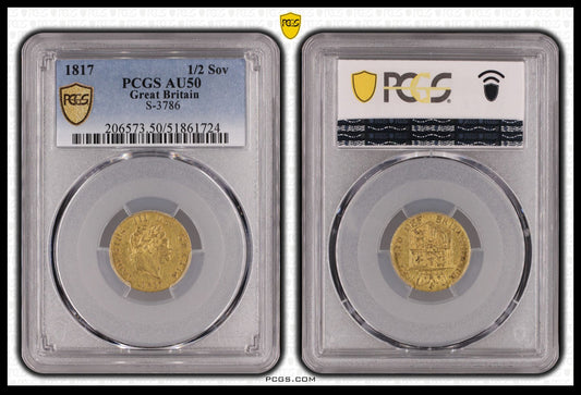 PCGS Graded 1817 Gold Half Sovereign - King George III - First Modern Release