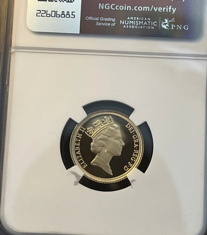 NGC Graded PF70UC - 1991 Proof Half Sovereign 22ct Gold coin with Display Box