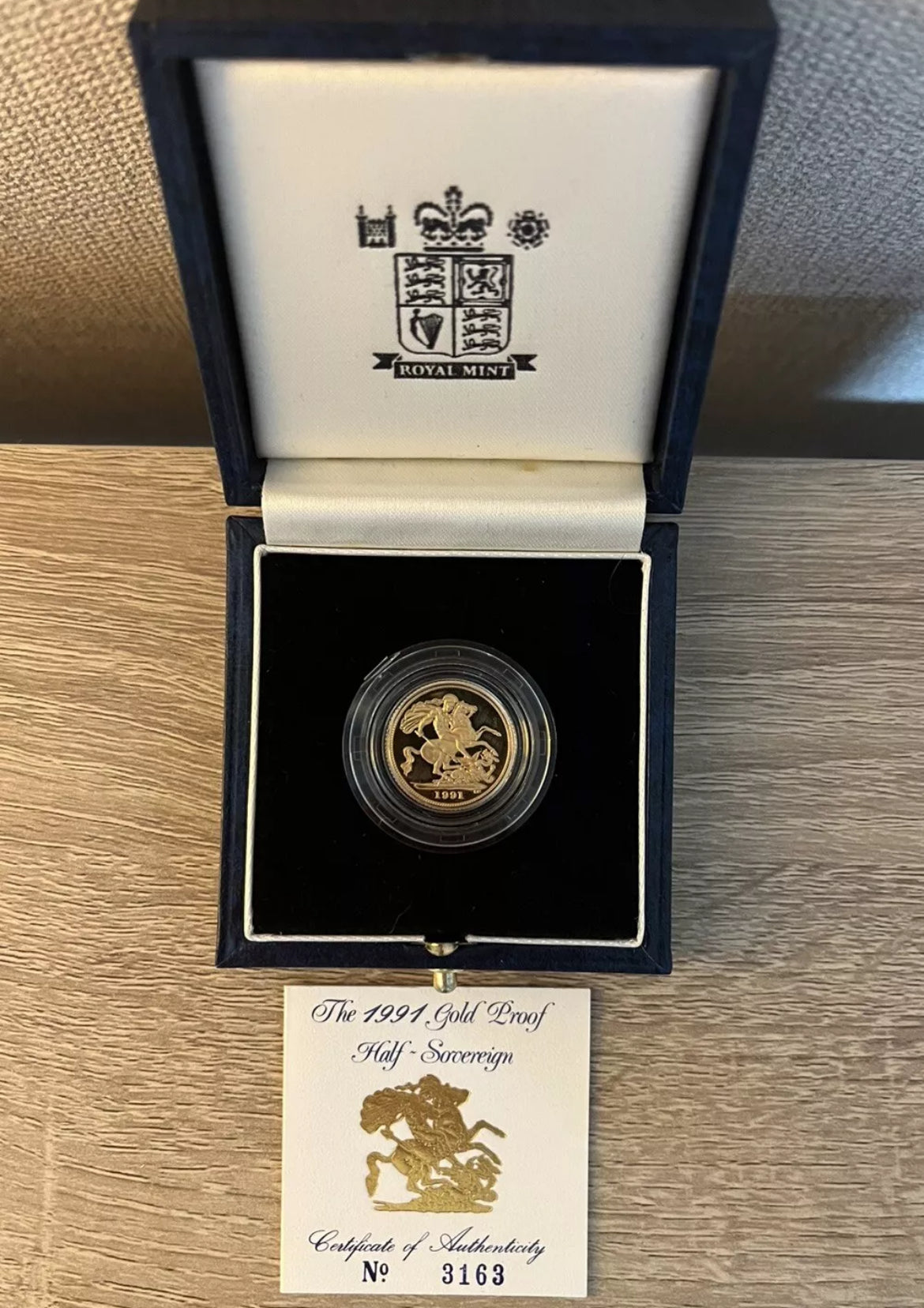 1991 Proof Half Sovereign 22ct Gold coin with box and COA - Scarce Low Mintage