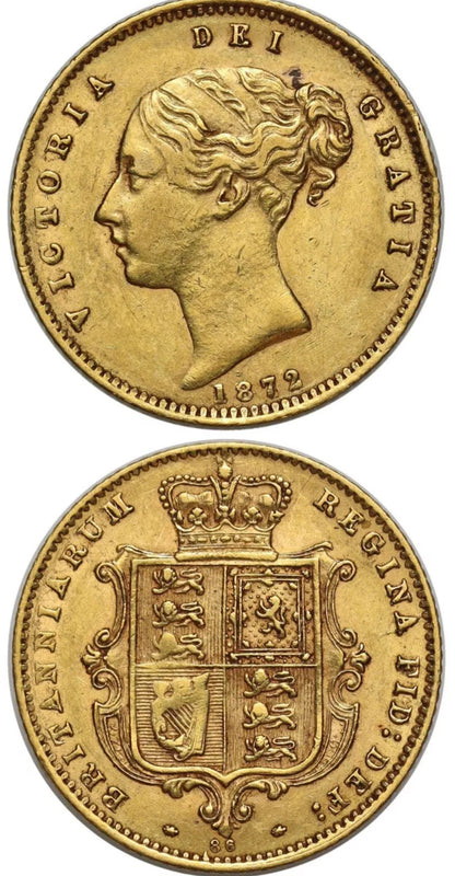 *R2 RARE* 1872 Victoria Gold Half Sovereign - NGC Graded 446D AU53