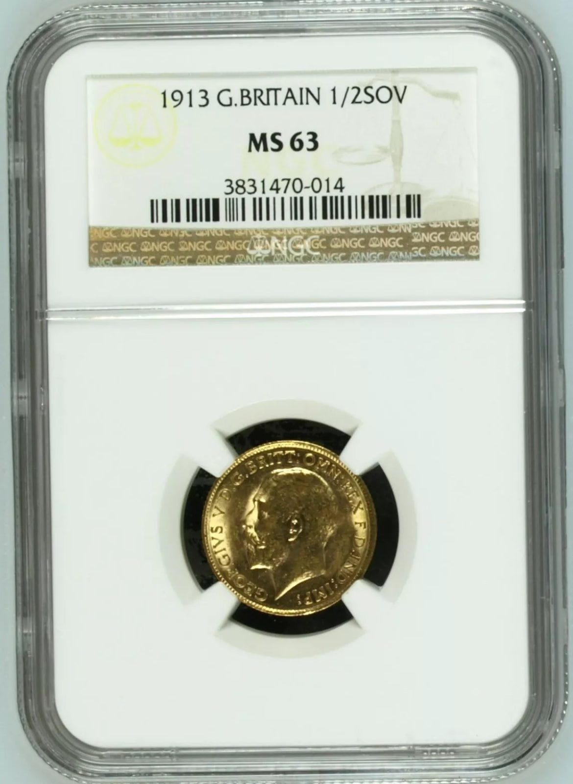1913 Royal Mint George V Half Sovereign - NGC Graded MS63 - WOW Condition