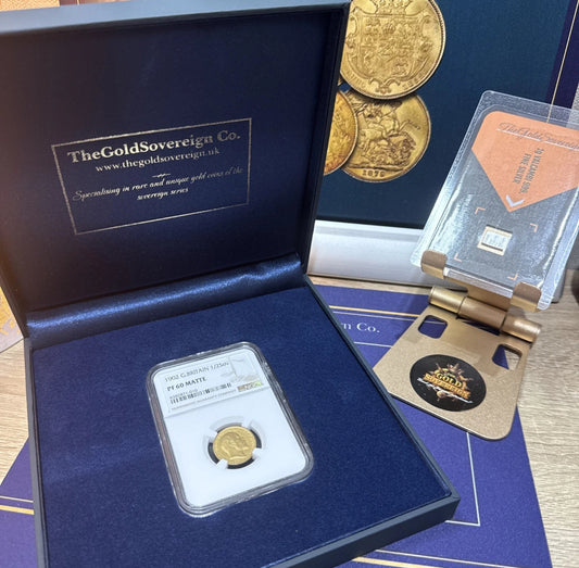 Boxed NGC Graded PF62 - 1902 Matte Proof Half Sovereign Gold coin & FREE Silver