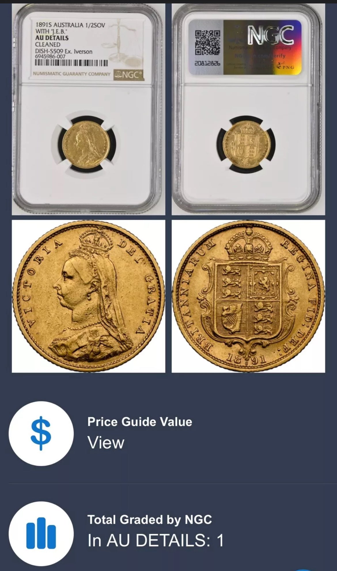 *MARSH R4 Rarity* Victoria 1891-S Gold Half Sovereign Sydney - One of a Kind - Ex Iverson Collection