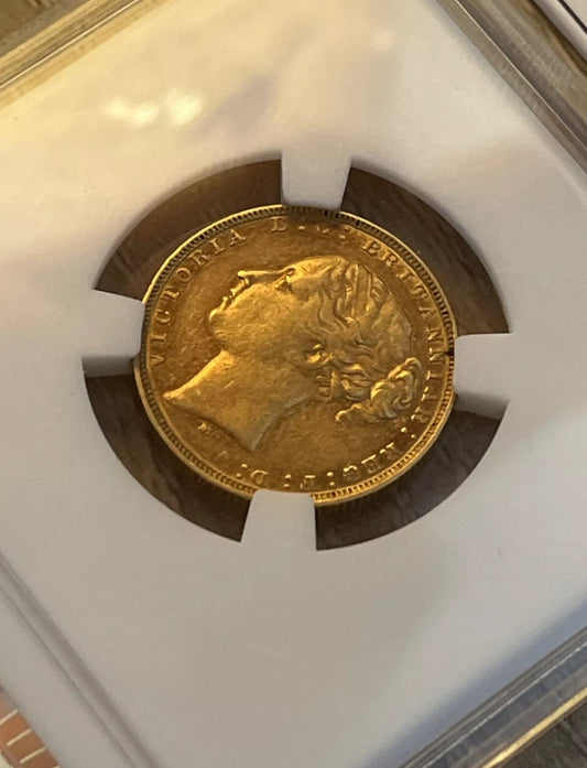 *MARSH Rarity R* Victoria 1881-M Melbourne Gold Full Sovereign -No BP Short Tail