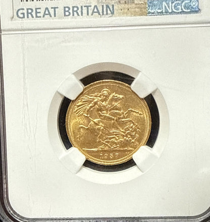 1957 ELIZABETH II Full Gold Sovereign - NGC MS62 - QE2 First Issue Bullion Sovereign